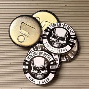 Flaschenöffner Button Metal von Scream For Metal mit Skull Design